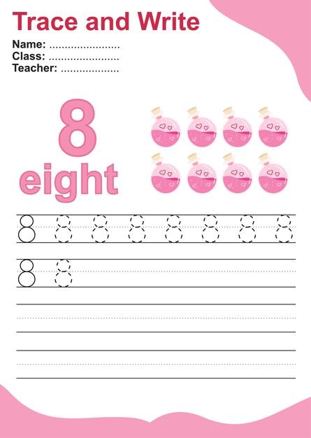 Traza y escribe el número para los niños. Ejercicio para que los niños reconozcan el número. trabajo educativo