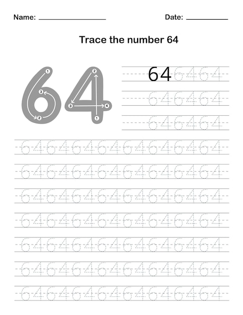 Traza el número 64