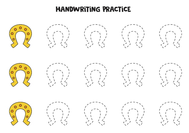 Trazado de contornos de herraduras doradas práctica de escritura a mano