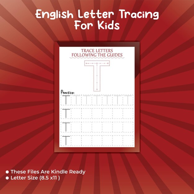 Trazado de letras en inglés para niños - t