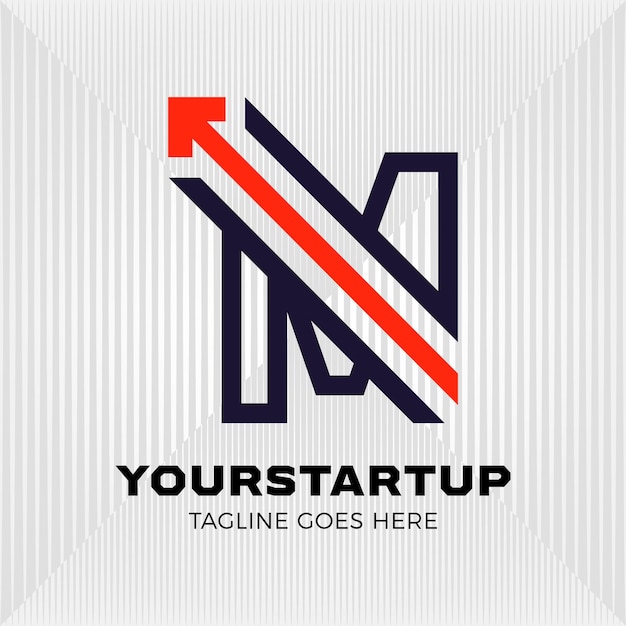 Trazado mezclado con la letra inicial M logotipo flecha moderna logotipo