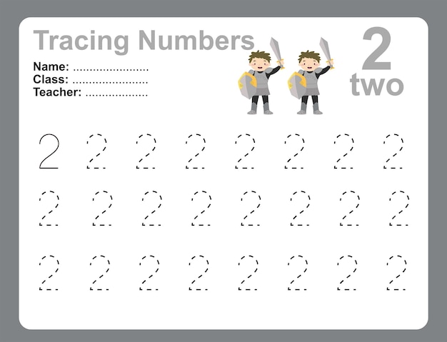 Trazar y escribir números para niños Ejercicio para que los niños reconozcan el número