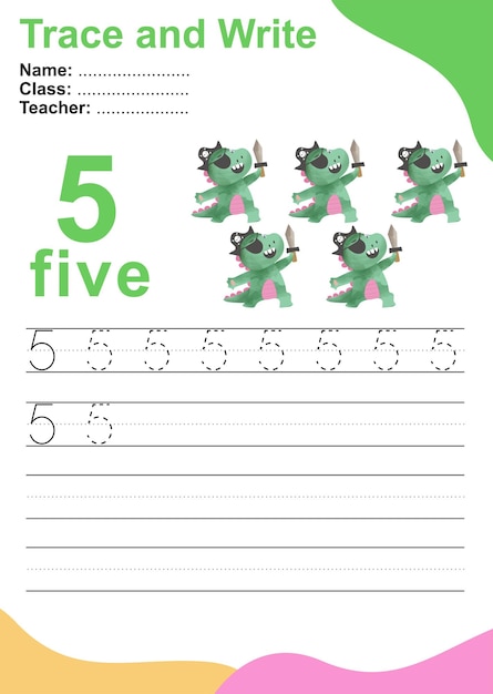 Trazar y escribir números para niños Ejercicio para que los niños reconozcan el número