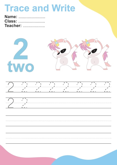 Trazar y escribir números para niños Ejercicio para que los niños reconozcan el número