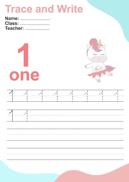 Trazar y escribir números para niños Ejercicio para que los niños reconozcan el número