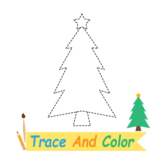 Trazas y colores para niños imagen de un árbol de Navidad