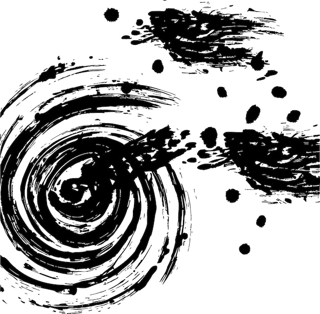 Un trazo negro en forma de espiral un movimiento giratorio creado por un lienzo abstracto vectorial
