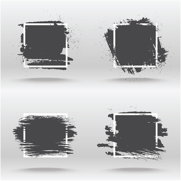Trazo de pincel abstracto de color negro moderno vectorial con marco blanco