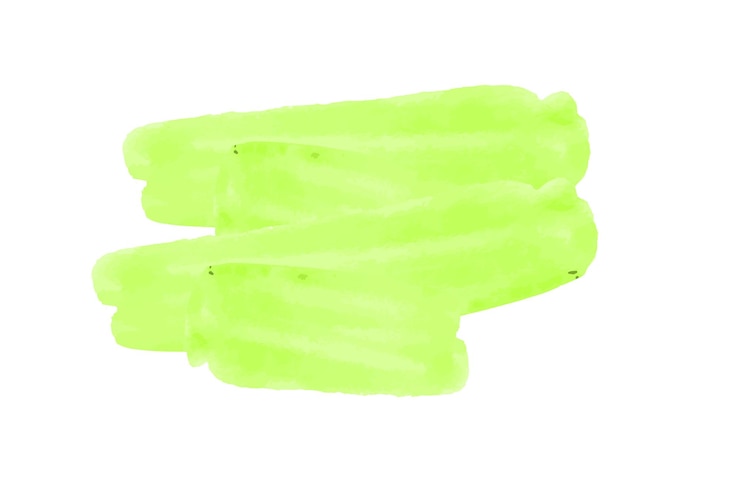 Vector trazo de pincel de acuarela verde aislado sobre un fondo transparente