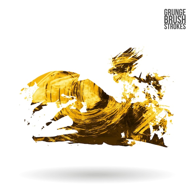 Trazo de pincel amarillo y textura. Grunge vector abstracto mano - elemento pintado.
