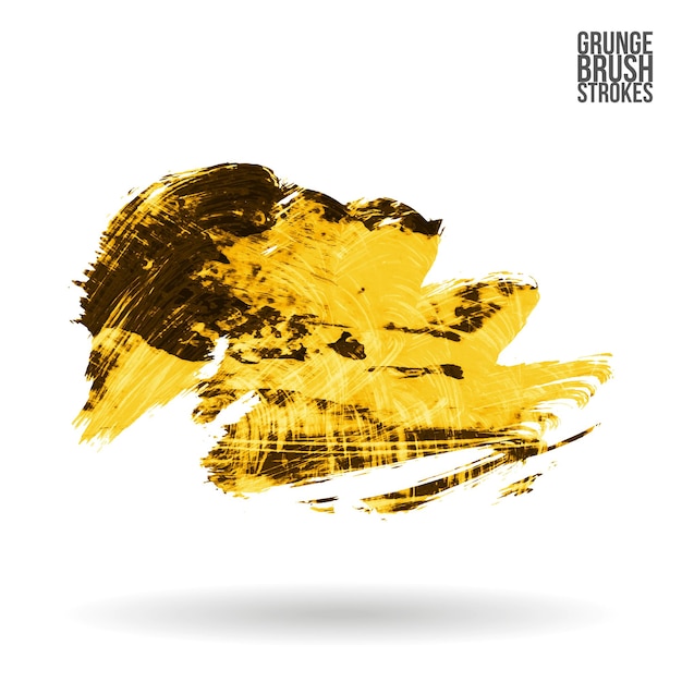 Trazo de pincel amarillo y textura. Grunge vector abstracto mano - elemento pintado.