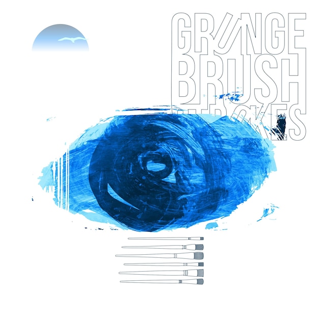Trazo de pincel azul y textura Grunge vector abstracto elemento pintado a mano Subrayado y borde