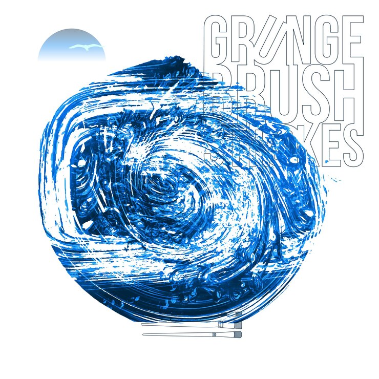 Vector trazo de pincel azul y textura grunge vector abstracto elemento pintado a mano