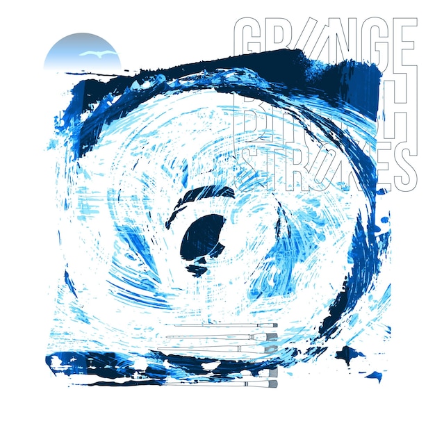 Trazo de pincel azul y textura Grunge vector abstracto elemento pintado a mano