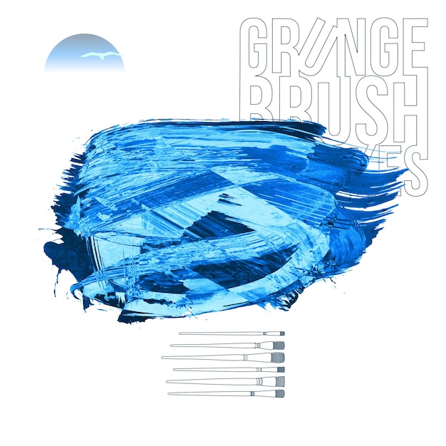 Trazo de pincel azul y textura Grunge vector abstracto elemento pintado a mano