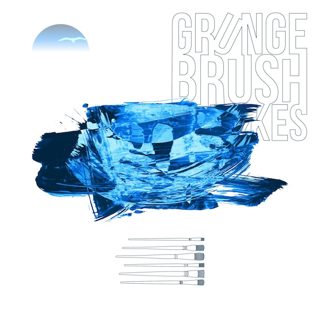 Trazo de pincel azul y textura Grunge vector abstracto elemento pintado a mano