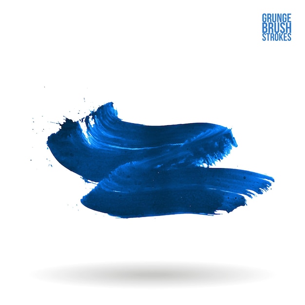 Trazo de pincel azul y textura Grunge vector abstracto elemento pintado a mano