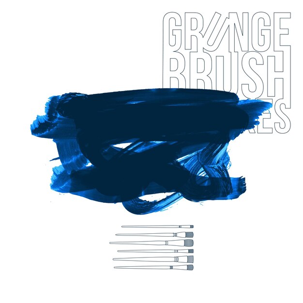 Trazo de pincel azul y textura Grunge vector abstracto elemento pintado a mano