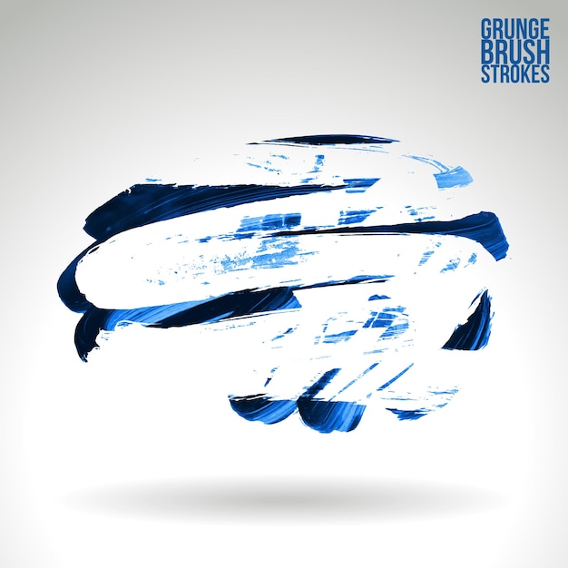 Trazo de pincel azul y textura Grunge vector abstracto elemento pintado a mano
