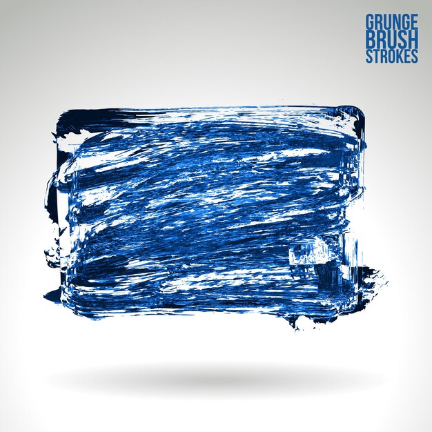 Trazo de pincel azul y textura Grunge vector abstracto elemento pintado a mano