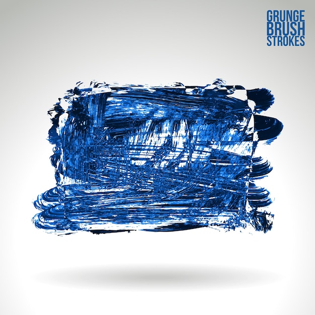 Trazo de pincel azul y textura Grunge vector abstracto elemento pintado a mano