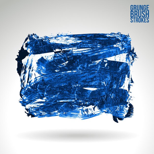 Trazo de pincel azul y textura Grunge vector abstracto elemento pintado a mano
