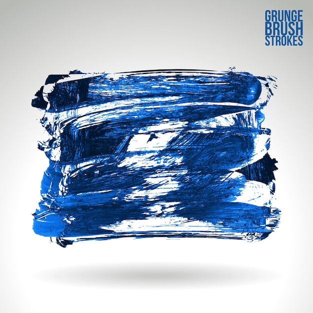 Trazo de pincel azul y textura Grunge vector abstracto elemento pintado a mano
