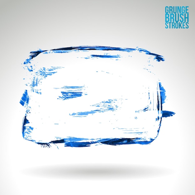 Trazo de pincel azul y textura Grunge vector abstracto elemento pintado a mano