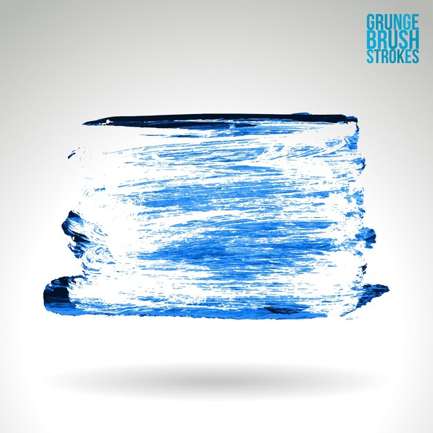 Trazo de pincel azul y textura Grunge vector abstracto elemento pintado a mano
