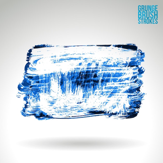 Trazo de pincel azul y textura Grunge vector abstracto elemento pintado a mano
