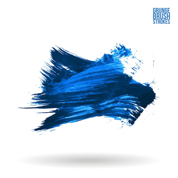 Trazo de pincel azul y textura Grunge vector abstracto elemento pintado a mano