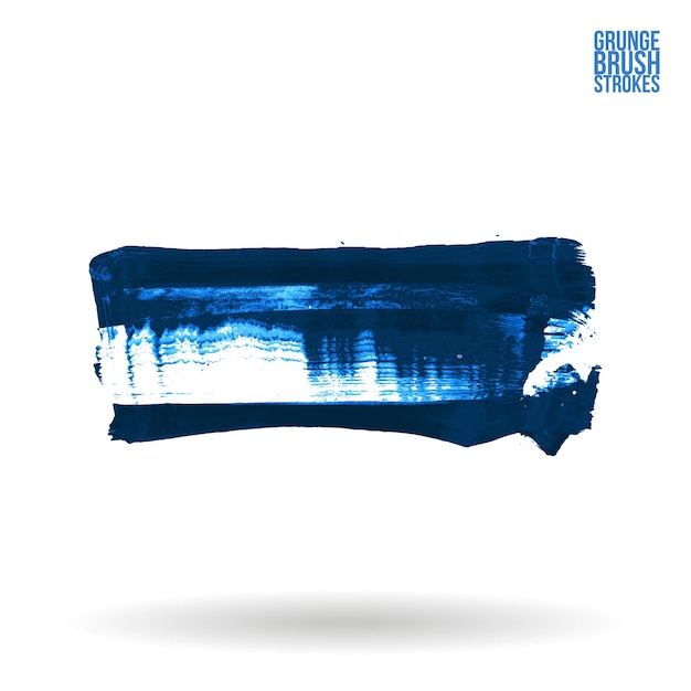 Trazo de pincel azul y textura Grunge vector abstracto elemento pintado a mano