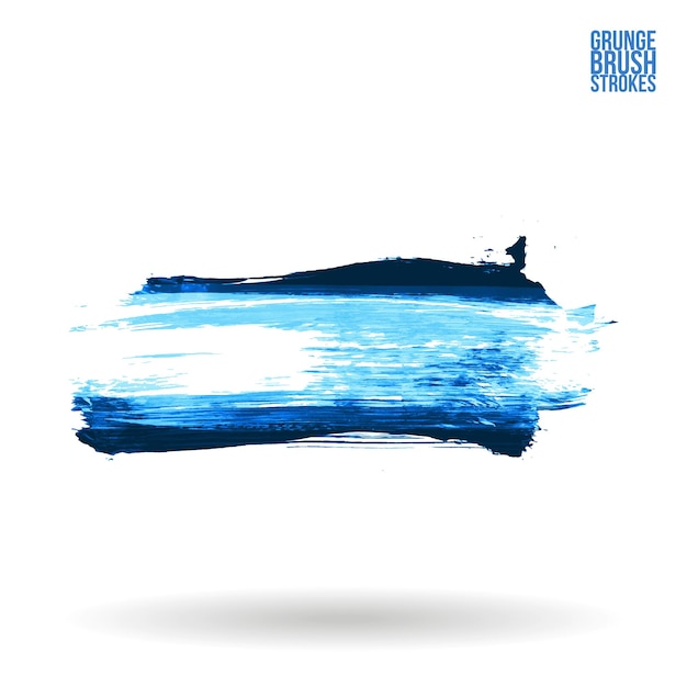 Trazo de pincel azul y textura Grunge vector abstracto elemento pintado a mano
