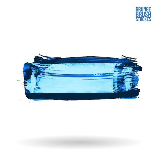 Trazo de pincel azul y textura Grunge vector abstracto elemento pintado a mano