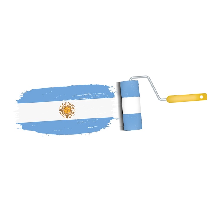 Vector trazo de pincel con la bandera nacional argentina aislada en una ilustración vectorial de fondo blanco