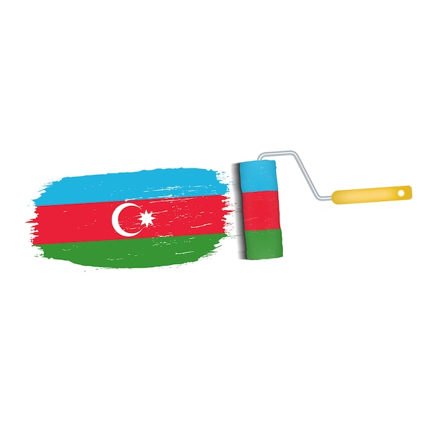 Trazo de pincel con la bandera nacional de azerbaiyán aislada en una ilustración vectorial de fondo blanco