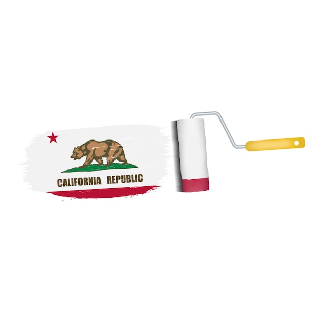 Trazo de pincel con la bandera nacional de california aislada en una ilustración vectorial de fondo blanco