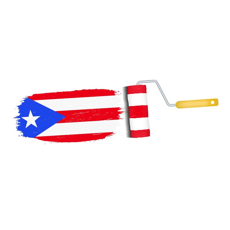 Vector trazo de pincel con la bandera nacional de puerto rico aislada en una ilustración vectorial de fondo blanco