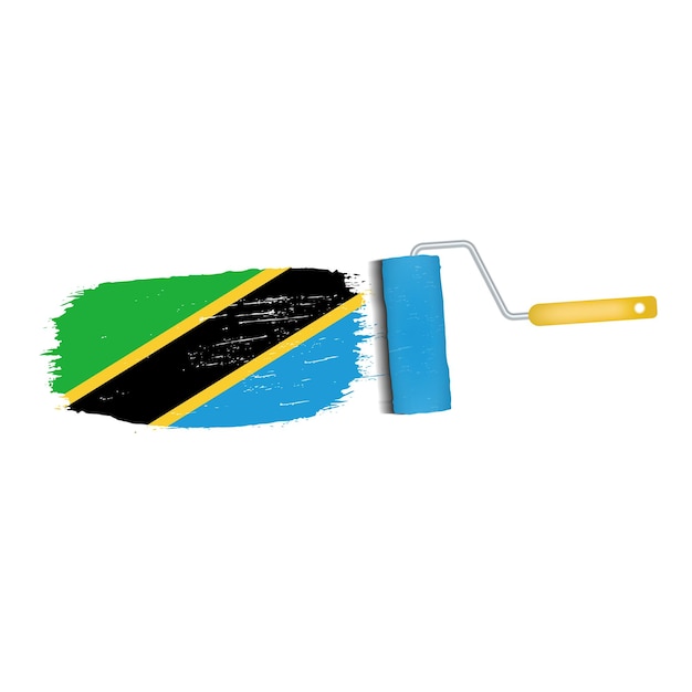 Vector trazo de pincel con la bandera nacional de tanzania aislada en una ilustración vectorial de fondo blanco