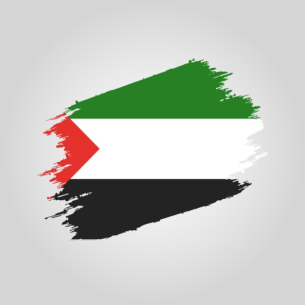 Trazo de pincel de bandera palestina vectorial con plantilla de fondo grunge