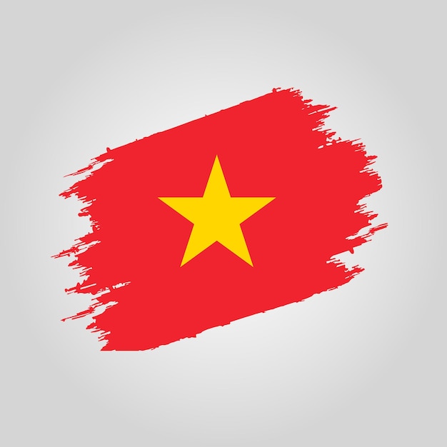 Vector trazo de pincel de bandera vietnamita vectorial con plantilla de fondo grunge