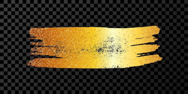 Trazo de pincel dorado sobre fondo transparente oscuro