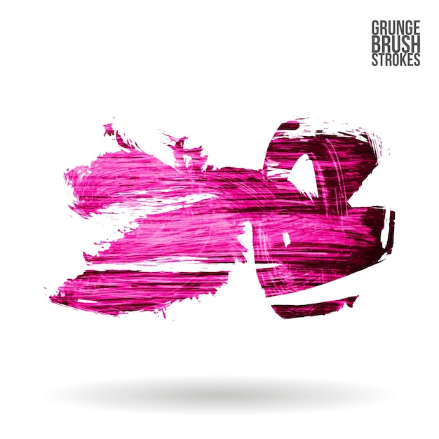 Trazo de pincel magenta y textura. Grunge vector abstracto mano - elemento pintado.
