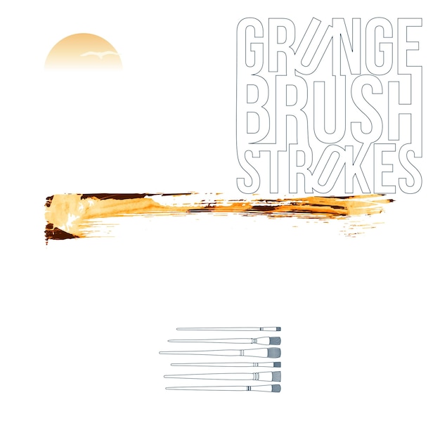 Trazo de pincel naranja y textura Grunge vector abstracto elemento pintado a mano