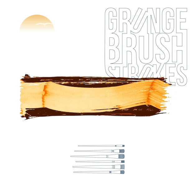 Trazo de pincel naranja y textura Grunge vector abstracto elemento pintado a mano