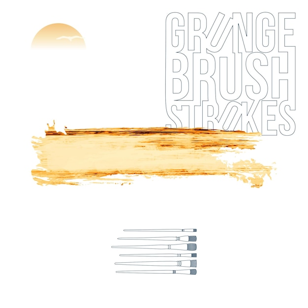 Trazo de pincel naranja y textura Grunge vector abstracto elemento pintado a mano