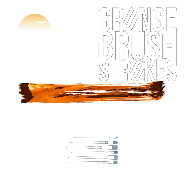 Trazo de pincel naranja y textura Grunge vector abstracto elemento pintado a mano