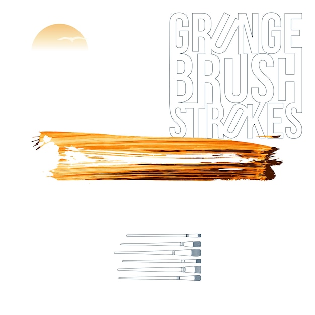 Trazo de pincel naranja y textura Grunge vector abstracto elemento pintado a mano