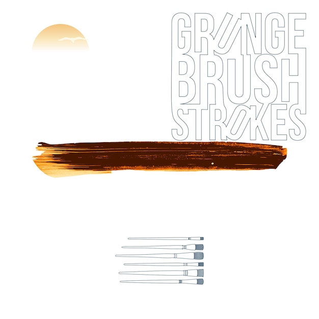 Trazo de pincel naranja y textura Grunge vector abstracto elemento pintado a mano