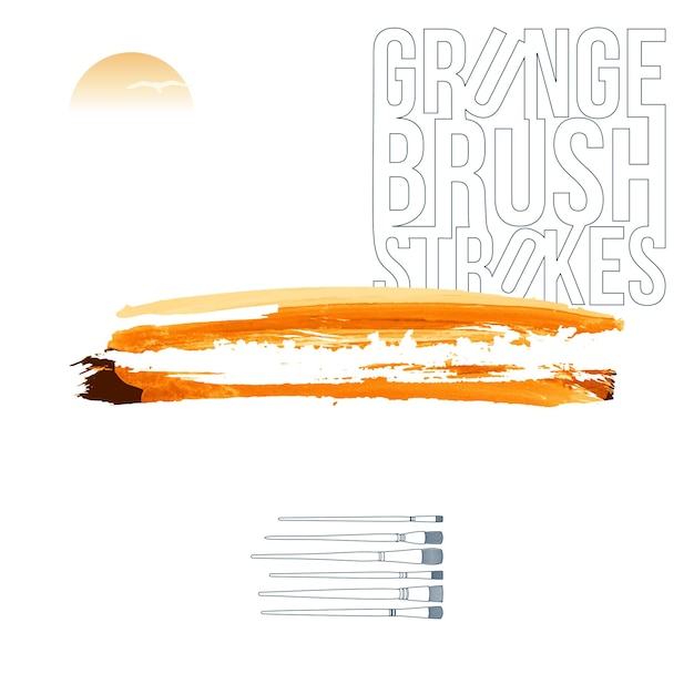 Trazo de pincel naranja y textura Grunge vector abstracto elemento pintado a mano